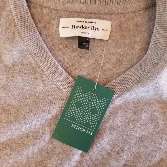 NWT Hawker Rye Cotton Cashmere VNeck Sweater  SZ M - Picture 4 of 6